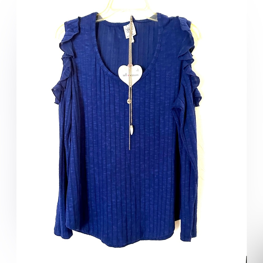SOLD! Self Esteem Women's Ruffled Cold Shoulder Shirt